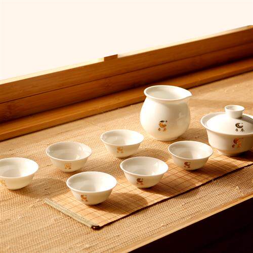 日春茶叶茶具铁观音大红袍普洱通用功夫旅行白瓷