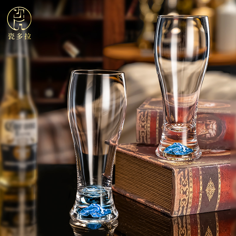 2024新款f蓝山精酿啤酒杯轻奢水晶玻璃大容量水杯扎啤杯kv用