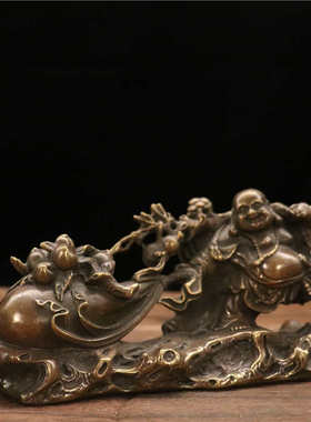 布袋金玉满堂弥勒o佛黄铜彷古铜器家居桌面摆件佳节送礼