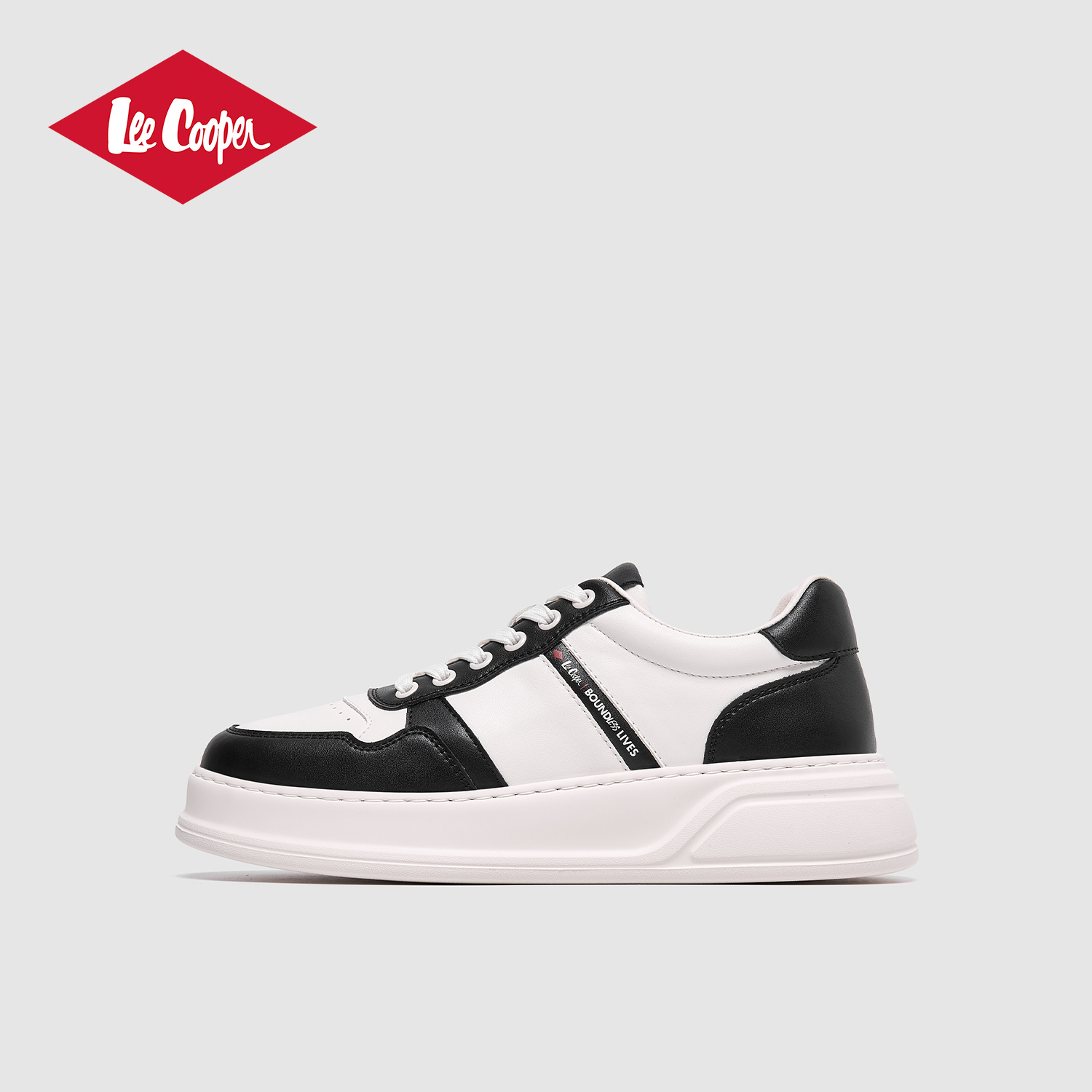 Lee Cooper黑白熊猫板鞋男2025新款厚底撞色休闲鞋时尚百搭运动鞋