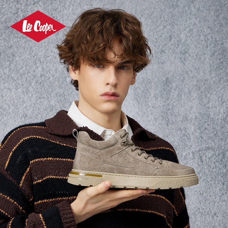 Lee Cooper休闲板鞋男款2025新款秋季时尚复古高帮增高耐磨工装鞋