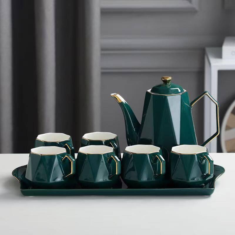 北欧泡茶具杯子套装茶杯家用轻奢水杯茶壶花陶瓷水具杯具客厅礼品