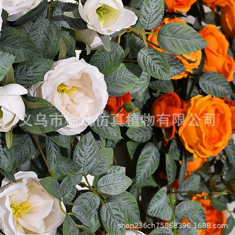 仿真玫瑰壁挂吊篮花卉套装欧式塑料花藤藤蔓墙上客厅客厅墙壁阳台