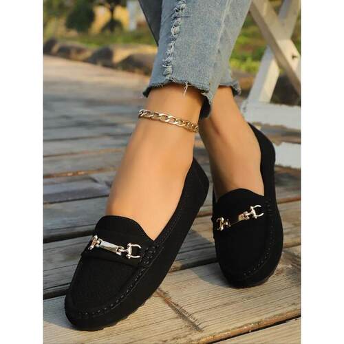 Y 85305L Soft Sole Metal Loafer Women's Casual Shoes 金属装
