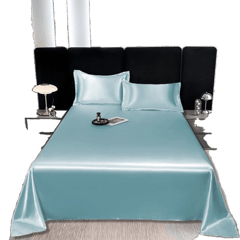 凉感冰丝床单单件夏季裸睡单人纯色被单学生宿舍1.5m枕套三件套新