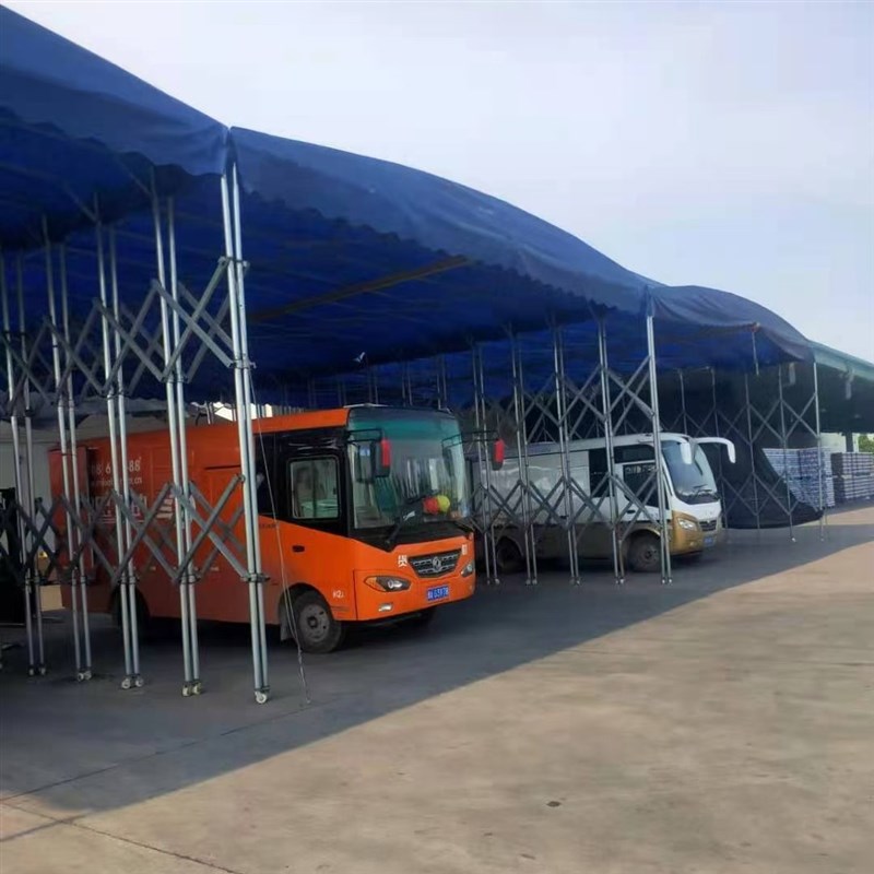 大型仓库推拉棚伸缩户外停车遮阳棚夜宵排档帐篷沈阳移动推拉雨棚