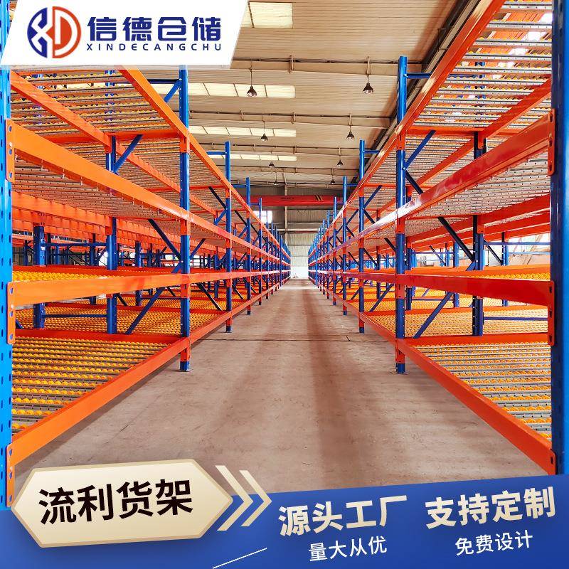 合肥流利条货架自滑导向仓库车间分拣区滑轨流利式货架滚动式