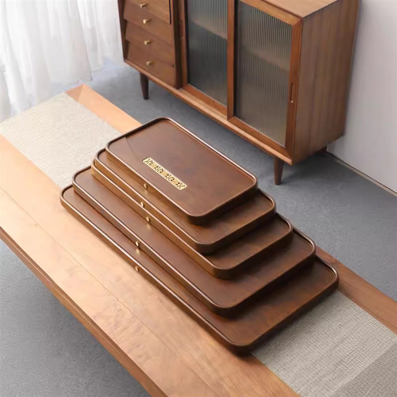 大板茶盘家用茶台长方形带出水口天然高山金丝楠竹材质