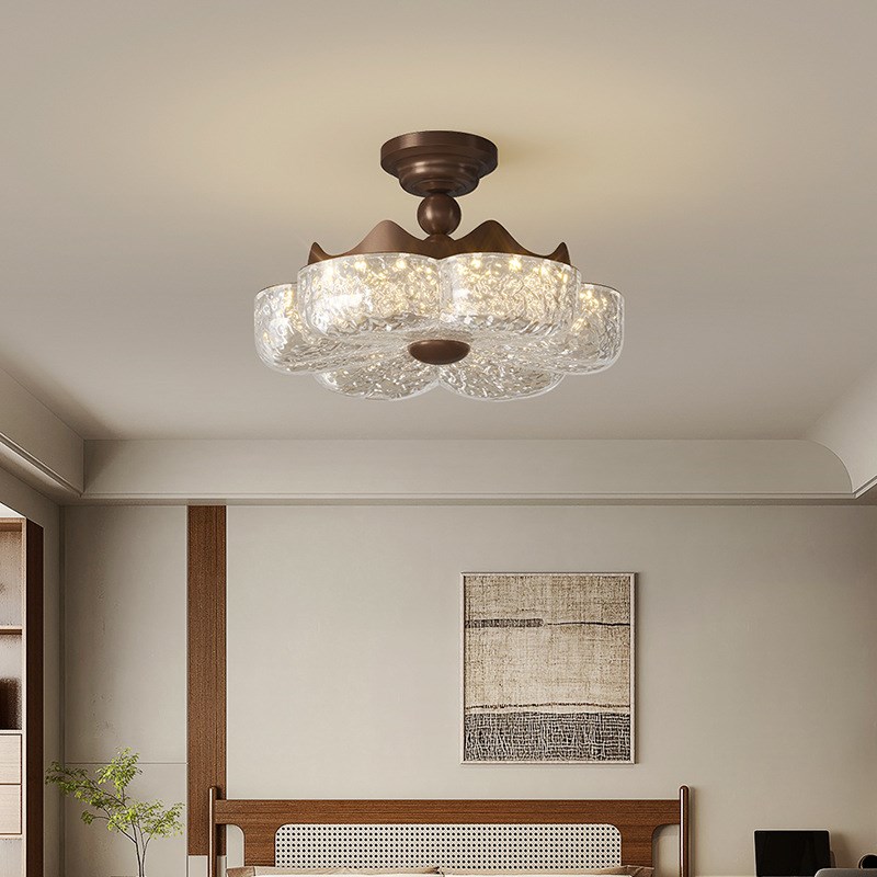 普瑞护眼卧室吸顶灯新款法式金箔轻奢高端树脂包间客厅创意花朵灯