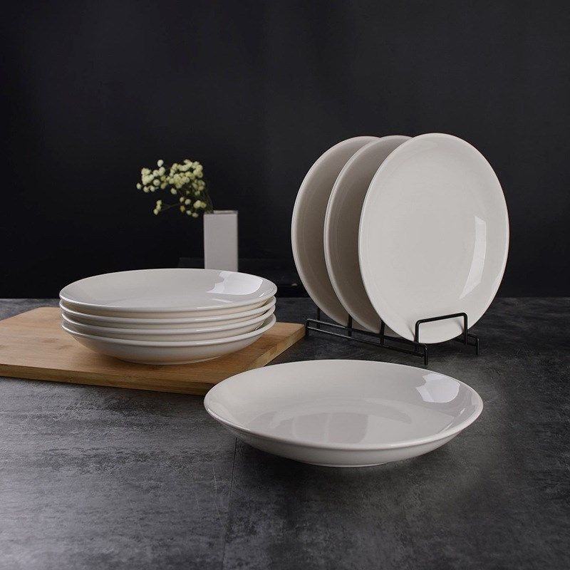 德化白瓷【白蓝】菜盘水果盘8.5英寸陶瓷盘子吃饭面碗深浅盘圆盘,餐饮具,盘,淘宝优惠券,粉丝福利购,淘宝优惠卷