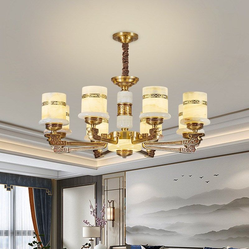 全铜云石欧式复古客厅吊灯高端创意新中式餐厅复式楼别墅大吊灯,家装灯饰光源,客厅吊灯,淘宝优惠券,粉丝福利购,淘宝优惠卷