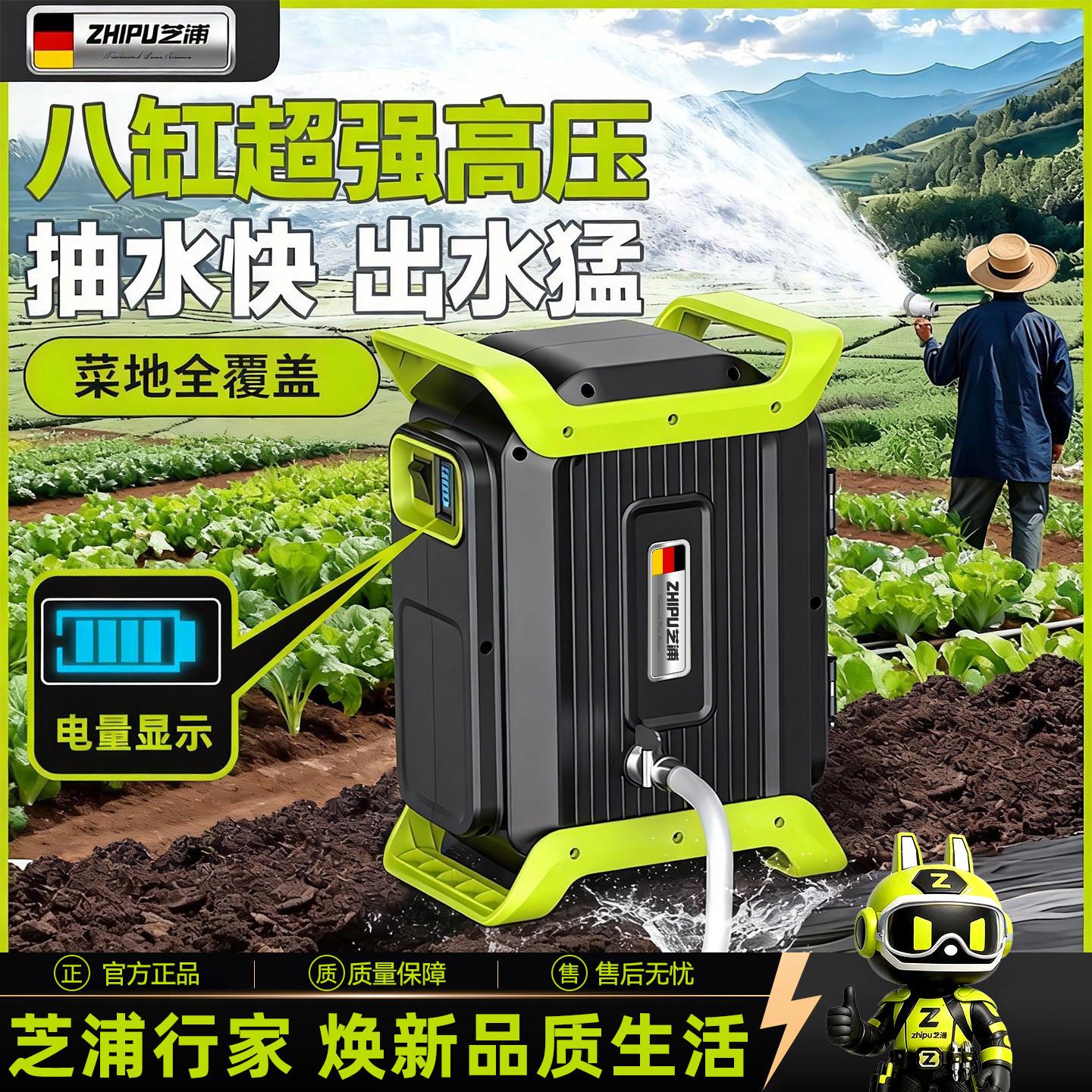 充电式抽水泵农村菜地灌溉机 户外自动浇水机 6分管锂电水泵