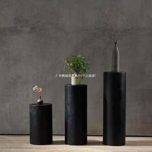 碳化根示花架木墩984展台地台圆形立柱展台展示架店产花品黑陈列