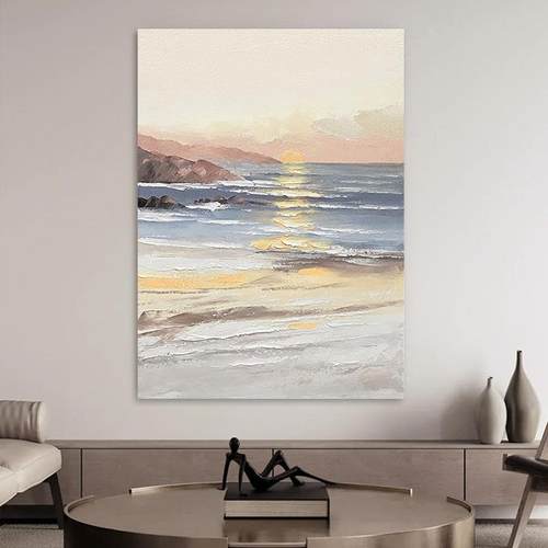 QWE-2302日出方玄关油画装饰东画理现代简约客厅卧挂画风景纯手室