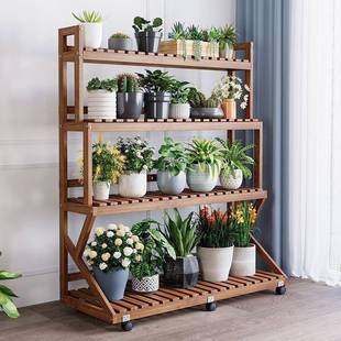 25220实木花架阳台可动内家面用多肉绿萝落地装 室饰花盆移架客厅