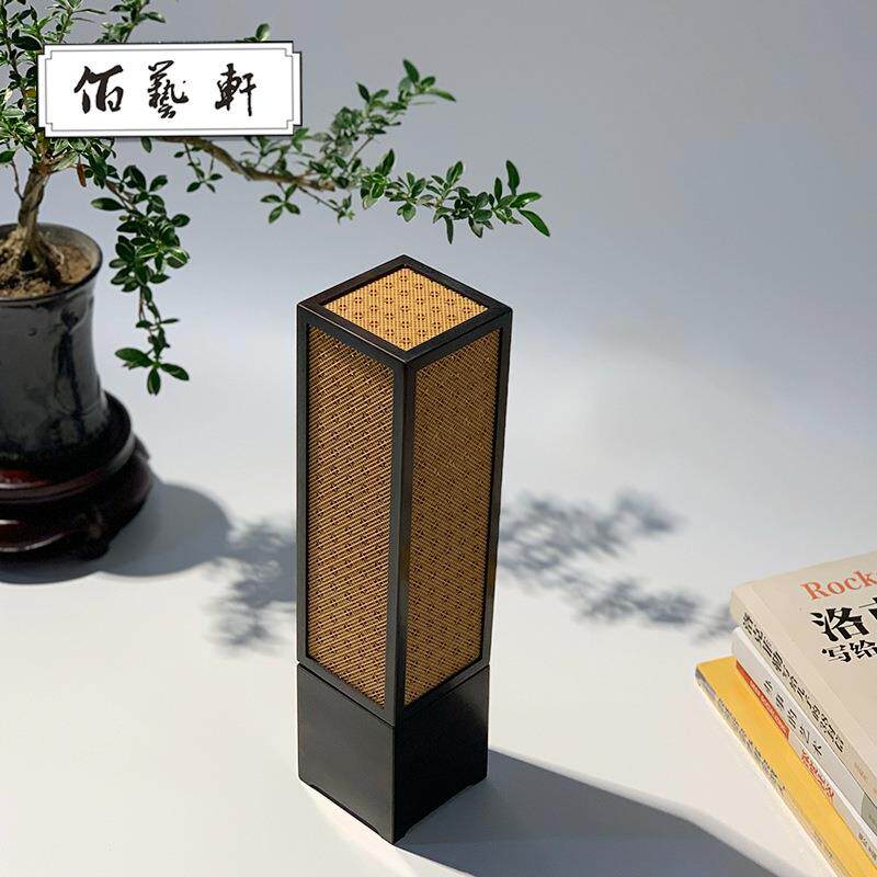 艺轩佰东非HVC竹编阳工艺品竹子榫卯结构边框遗紫光檀线香盒