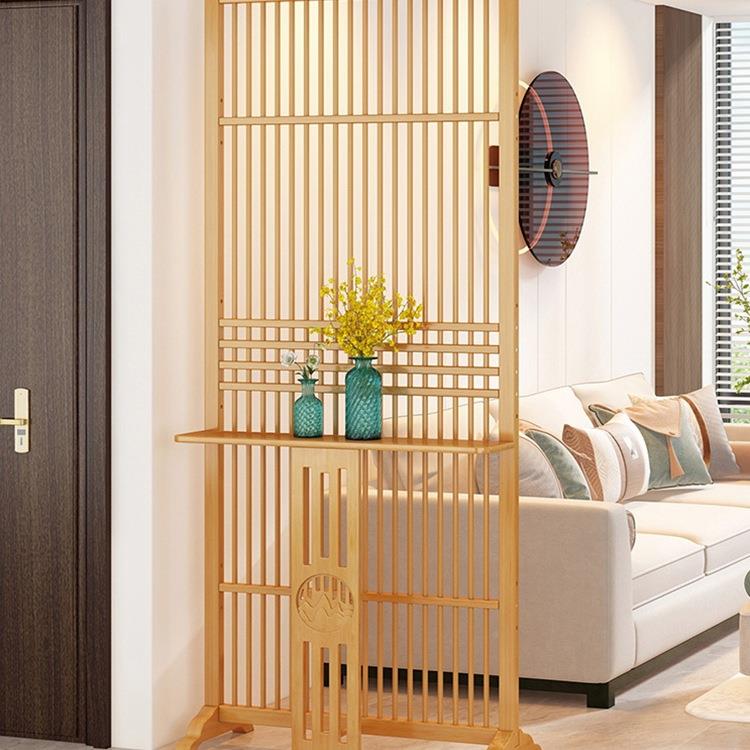 新中式入户室屏厅风隔断正对大门客进门遮挡玄关格985移动卧栅座