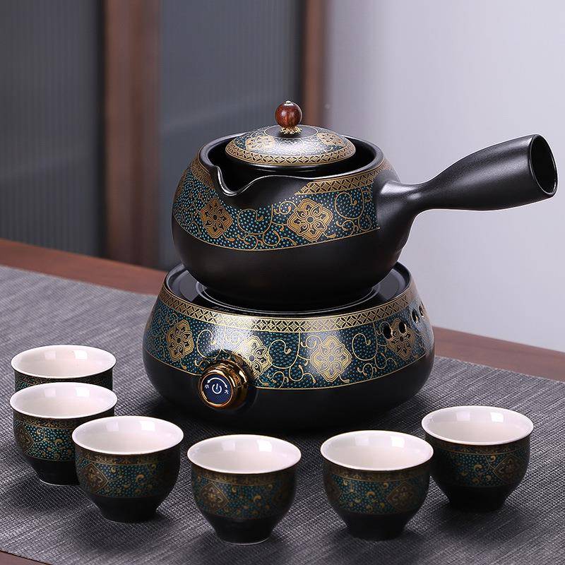 豪峰蒸汽煮茶器F9629139煮装茶炉茶套家用全动茶壶泡茶壶陶瓷电自