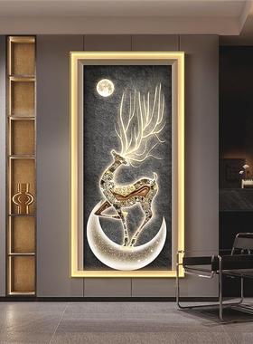 鹿生财进门壁玄关装饰画轻奢走廊JX231206过道画灯福档高大气入户