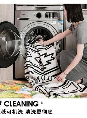 中古风色地毯地卧冬14155天床边毯室绒儿童房间地毯客厅棕地垫卧