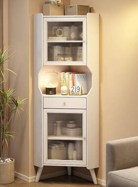 VJI木角柜客厅简约实三角柜子置卧物架墙柜角收纳餐厅角落柜室转