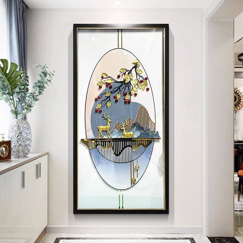 3d客厅走廊尽头挂画财鹿菩提高端装饰画现代立体手工玄关入户实物图片
