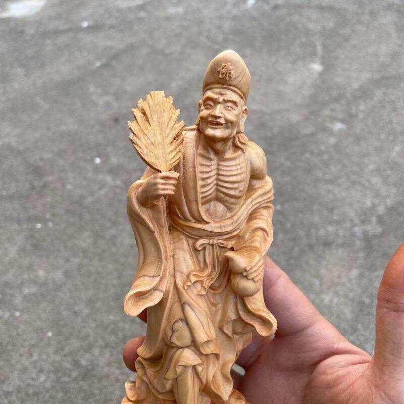 崖柏木雕实摆件济F8758MHT佛公活佛龙罗汉醉居家装饰中式木雕降刻