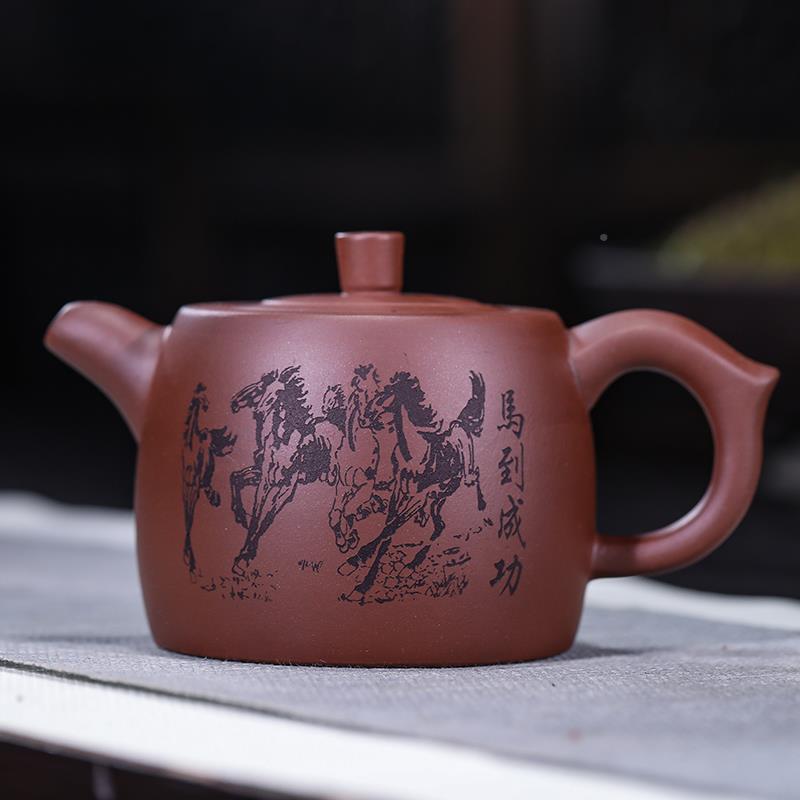 兴O9D宜紫手工天砂际井栏壶(梅F7TH8TF兰竹菊马到成功）段泥手绘