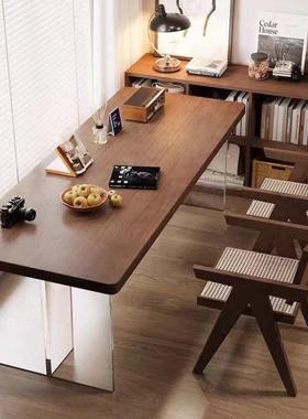 克亚力悬浮木双人XSO书桌学生靠墙长学条习桌实窄款卧室家用电脑