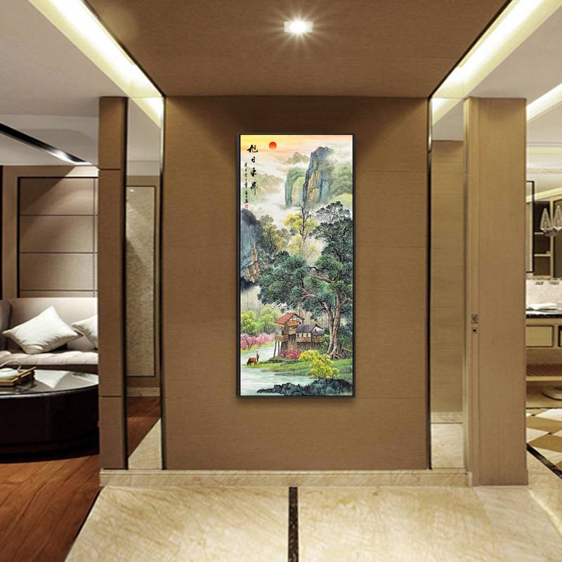 新中式山水画玄关装饰画客厅沙发墙壁画楼梯走廊玄关挂画 图案图片