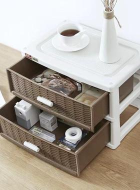 NRB日式多屉层塑柜料抽式收纳箱箱仿藤编衣物299整理衣桌面收纳盒