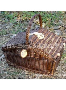 柳条野编餐篮柳条野餐篮手野篮织野餐篮柳藤XY12708餐野提餐篮
