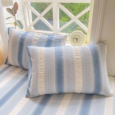 全棉色织提宿花单件床生笠单人学舍床笠三件套床垫护套防尘防1032