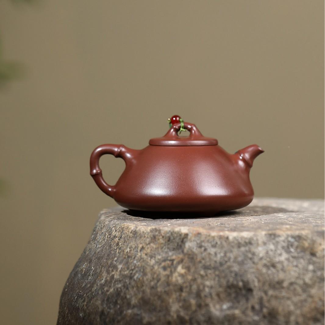 宜兴底石ZHIFU-22紫砂壶匠人手工作原矿槽清制竹影瓢高端茶壶茶具