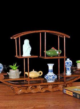 约3Y实中式博古架小多宝阁茶壶木摆现架古64415玩架简代客厅摆件