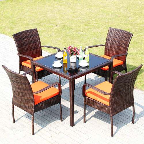 户外休闲藤编桌台椅合藤椅子茶几组五件套阳花园庭院藤组编家UOK
