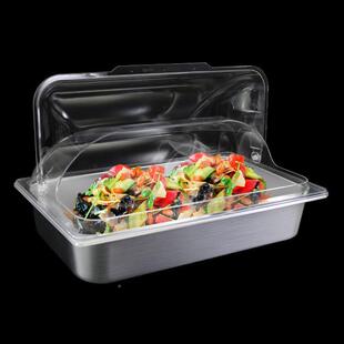 不锈钢托盘盖卤菜凉菜熟保鲜盒自料助餐熟食冷食餐HQL盘调快餐带