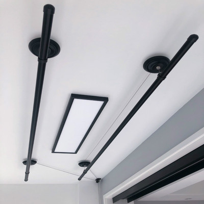 黑色晾衣c架阳台晾衣杆手摇双杆升降晾衣架室内加厚晒衣杆非不锈