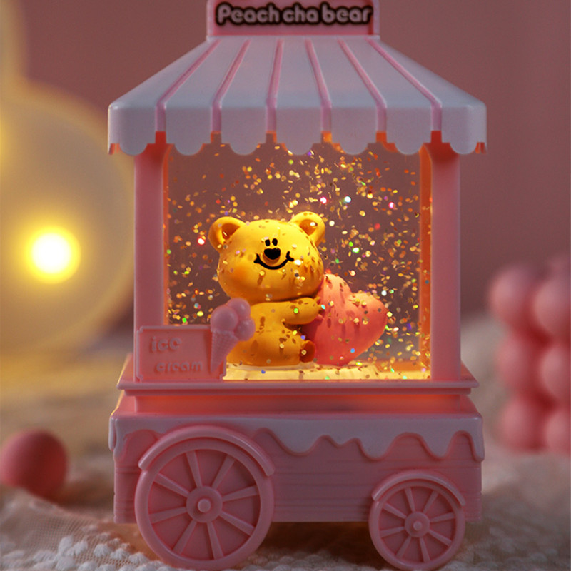 冰激凌车八音盒飘雪防风灯女孩生日礼物女O童小公主情人耶诞节