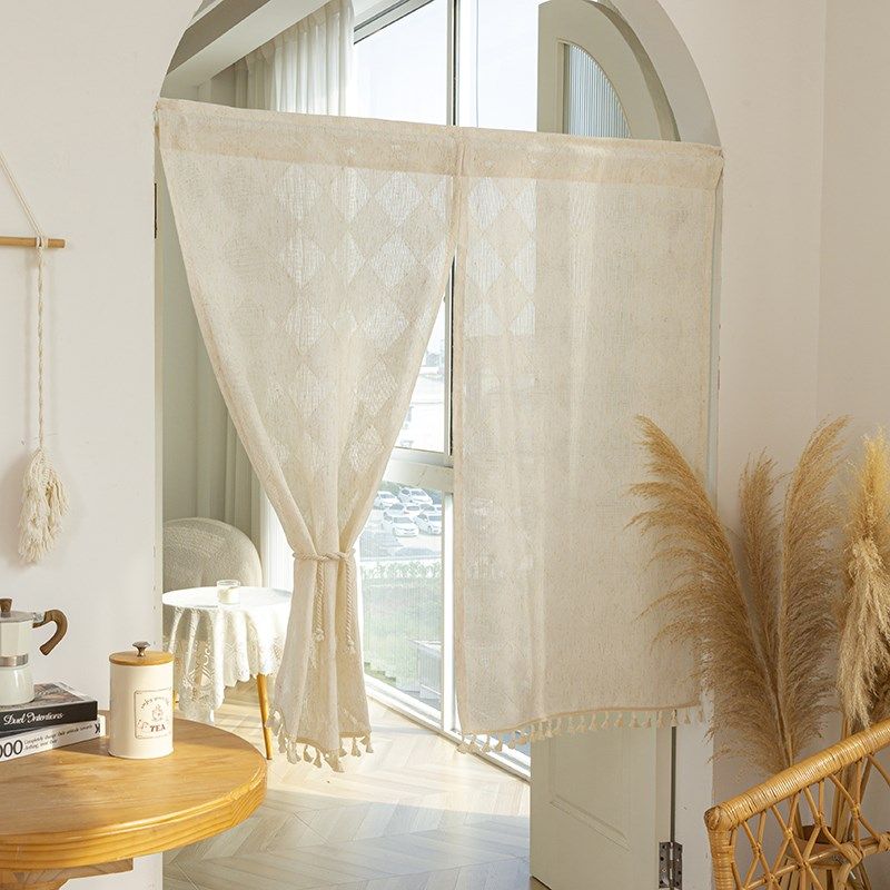 ZS  门帘高级感半帘r隔断帘日式棉麻门帘对开日系风厨房门帘禅意