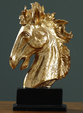 轻奢马头客厅摆件家居饰品桌面摆设E客厅办公室招财工艺品电视柜