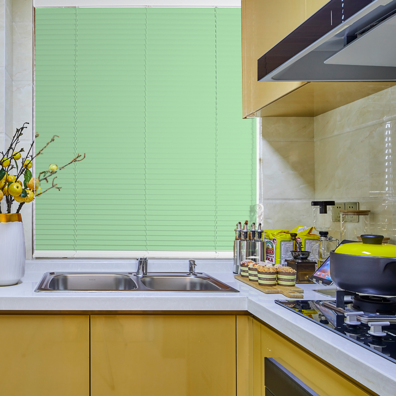 拉绳免打孔百叶窗帘办公r室厨房卫生间遮挡光拉珠单棒智能电动窗