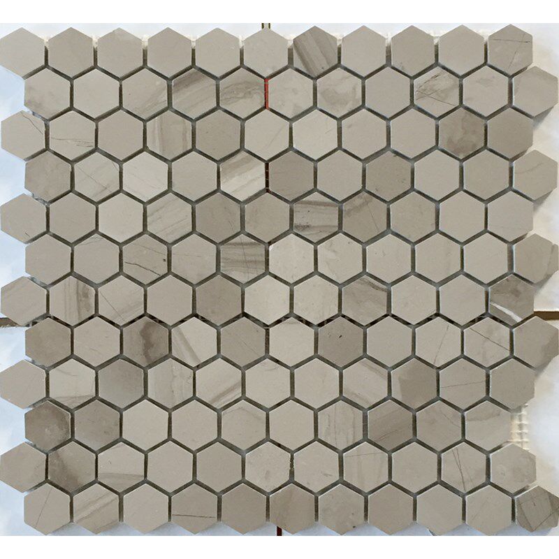 灰色六边形马赛克瓷砖大理石石材雅典灰六角砖卫S生间地砖吧台浴