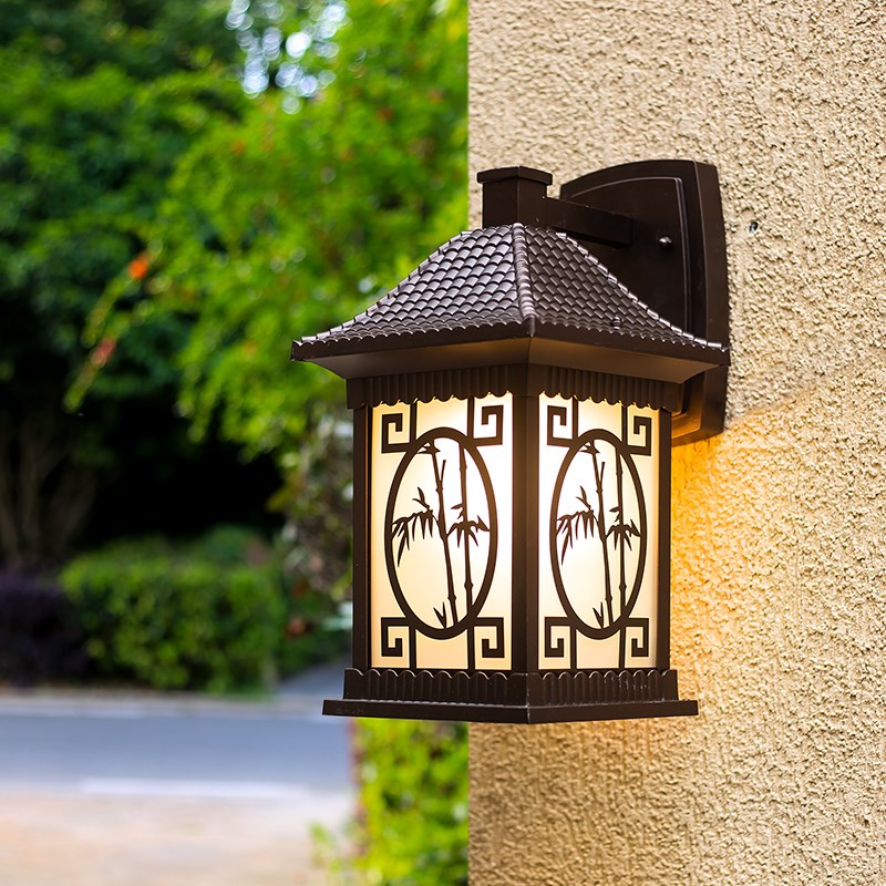 新中式户外简约h太阳能阳台外墙壁灯防水庭院室外别墅门前过道墙