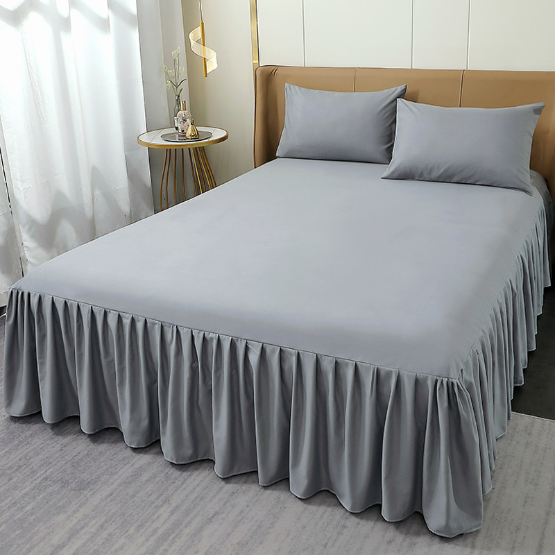 纯色简约床裙单件夏季防尘遮丑床围席梦F思保护套床套1.5米1.8床