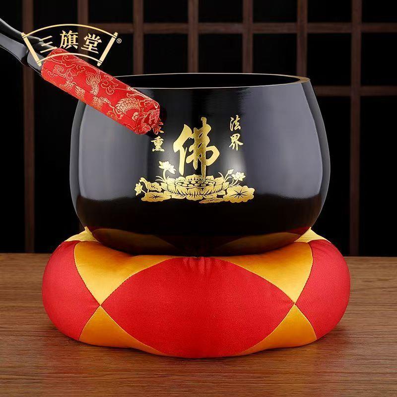 三旗堂佛字铜磬莲花铜钵修行钵佛音碗佛具法会法器铜庆引罄静心碗