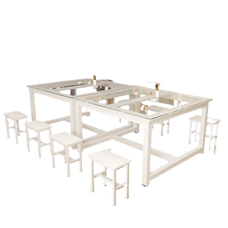 学生单双层课桌椅补习手工书法画室桌小学幼儿园玻璃绘画桌美术桌