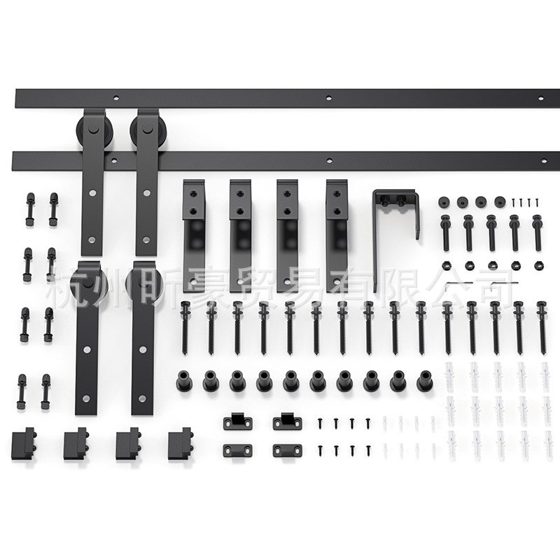 美式谷仓门吊轨经典款双轨bypass双门前后移门双轨道套件双层轨道