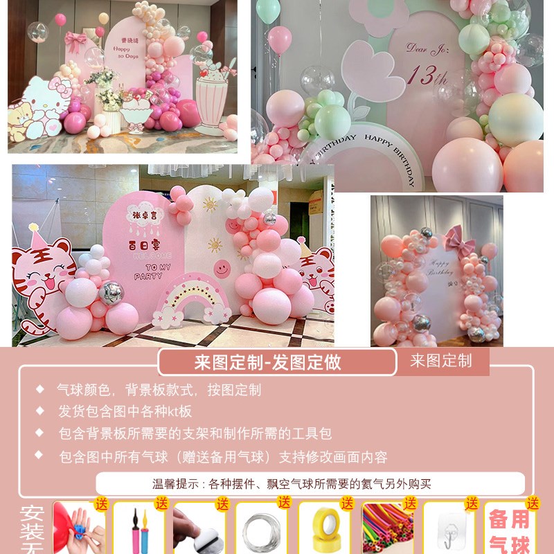 儿童女孩宝宝一周岁生日满月宴布置定字kt板气球装饰场景背景墙