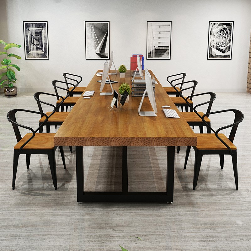 办公桌家用老板职员工位实木小型原木家具书桌简约现代会议桌长桌